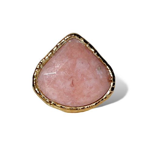 Pink Rhodochrosite Teardrop Ring