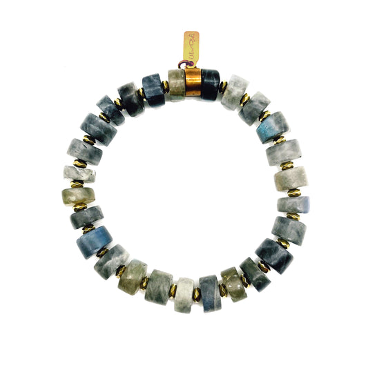 Diamond Cut Matted Labradorite Natural Gemstone Bracelets