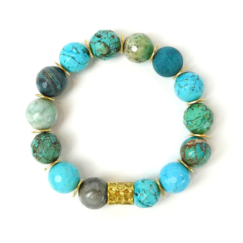 Multi-Color Natural Turquoise Beaded Bracelet