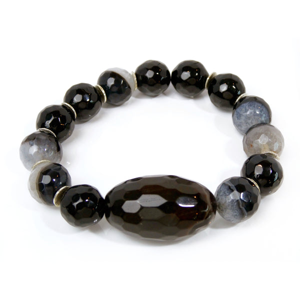 On Sale - Faceted Quartz Bracelets with Centerpiece Bead