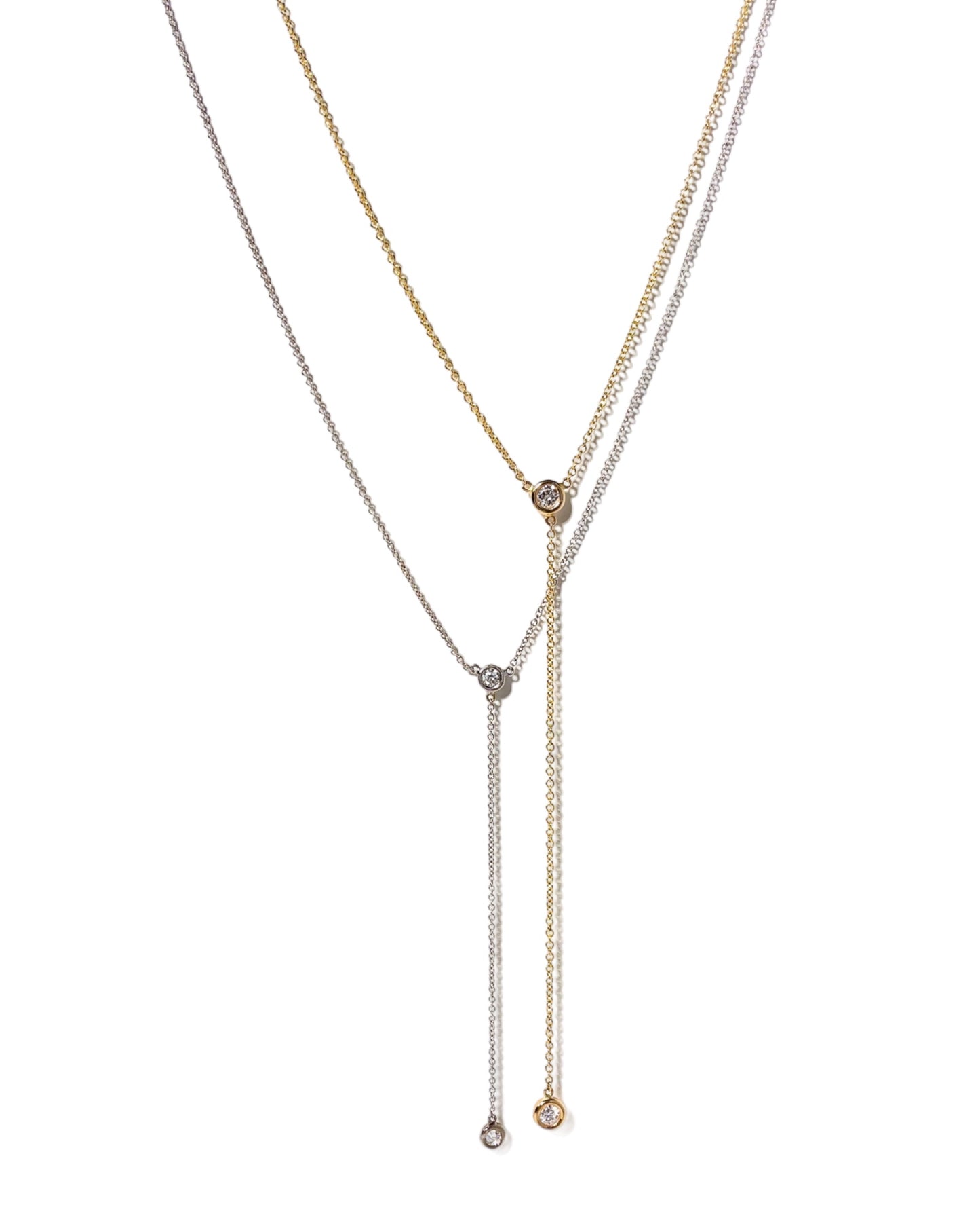14K White Gold Bezel Y Necklaces