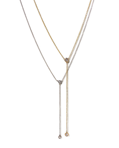 14K White Gold Bezel Y Necklaces