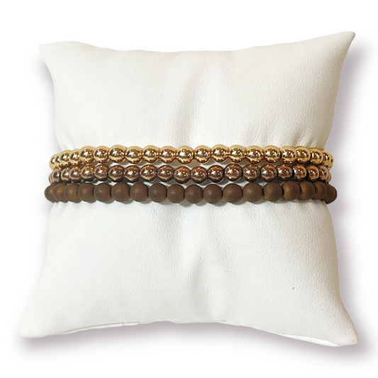 One Ombré Natural Hematite or Pyrite Beaded Bracelet