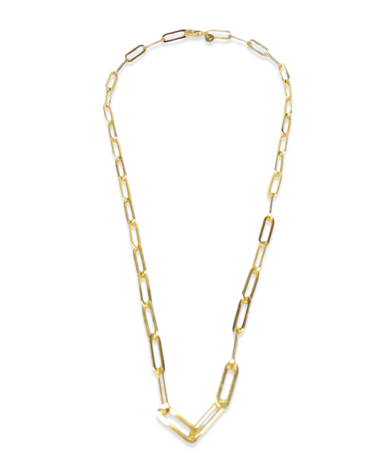 14K Gold Paper Clip Necklace