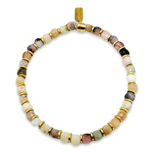 Squared Bead Natural Gemstone Bracelet 1