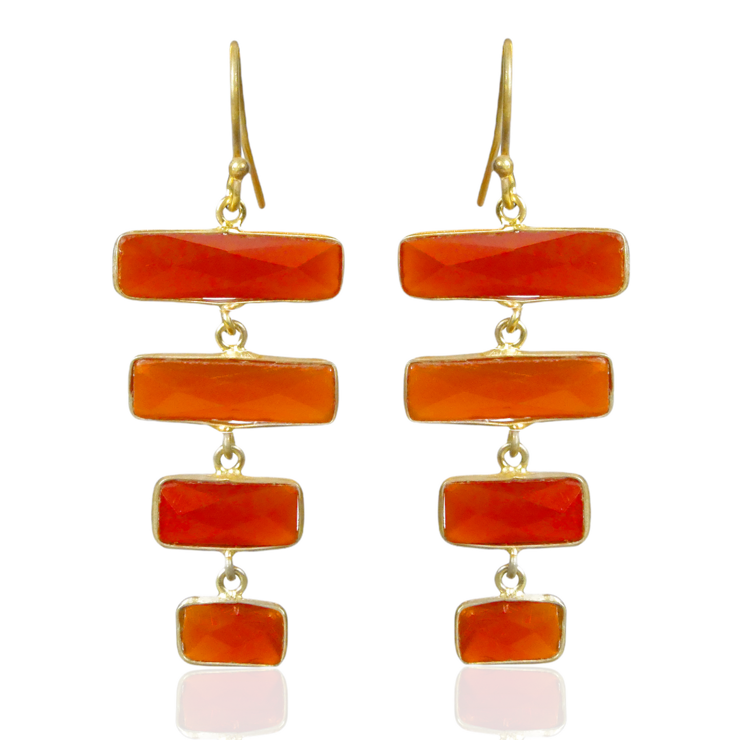 New! Rectangle Gemstone Drop Earrings