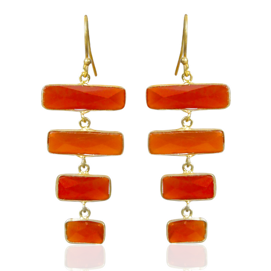 New! Rectangle Gemstone Drop Earrings