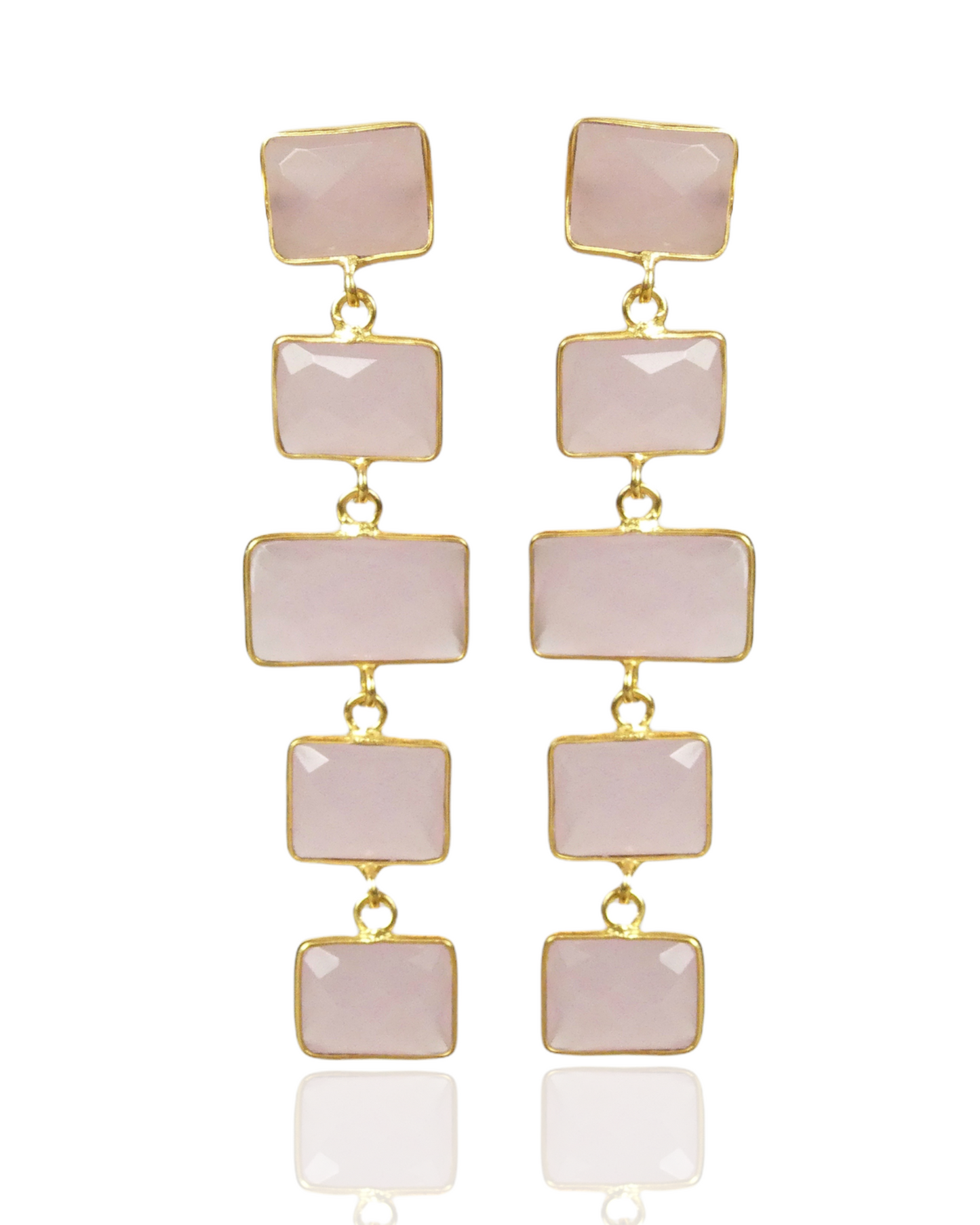 Squared Nude Gemstone Drop Earrings