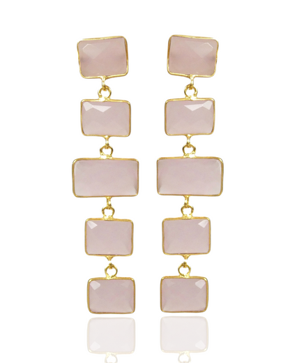 Squared Nude Gemstone Drop Earrings