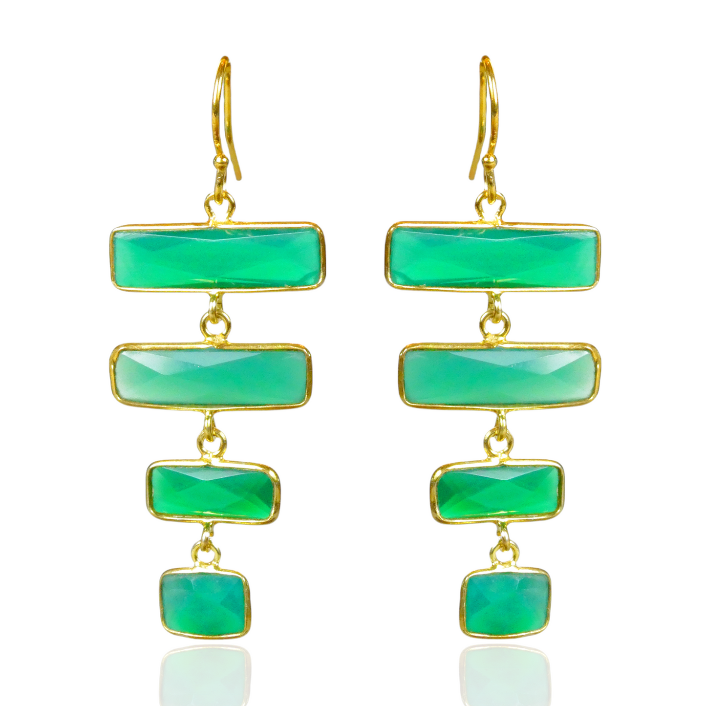 New! Rectangle Gemstone Drop Earrings