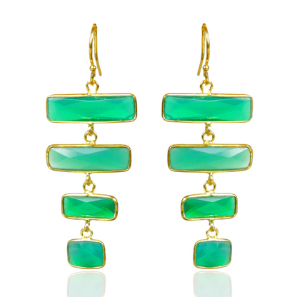 New! Rectangle Gemstone Drop Earrings
