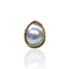 Gold Baroque Pearl Teardrop Adjustable Ring