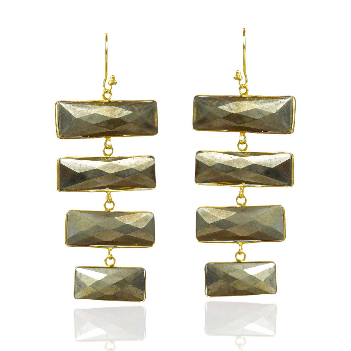 New! Rectangle Gemstone Drop Earrings