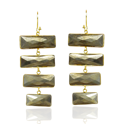 New! Rectangle Gemstone Drop Earrings