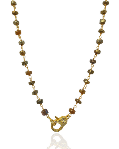 Multicolor Pyrite Chain with Gold & Diamond Clasp