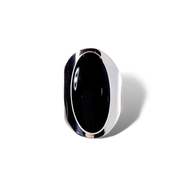 Sterling Silver Black Oval Ring