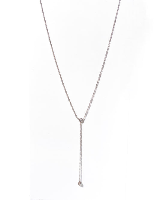 14K White Gold Bezel Y Necklaces