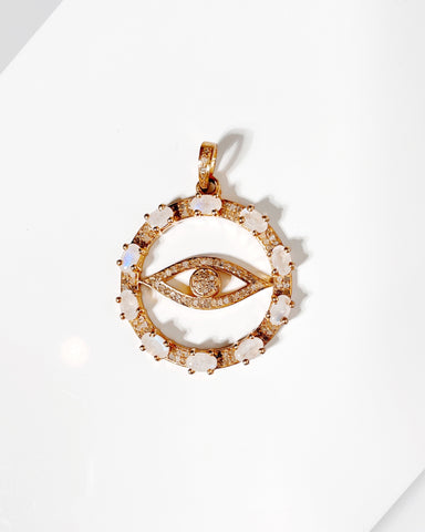Diamond & Opal Protective Eye Pendant
