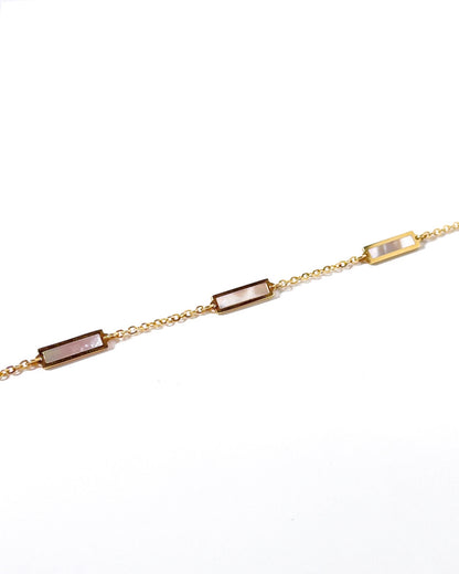 14K Gold Inlay Mother of Pearl Station Necklace