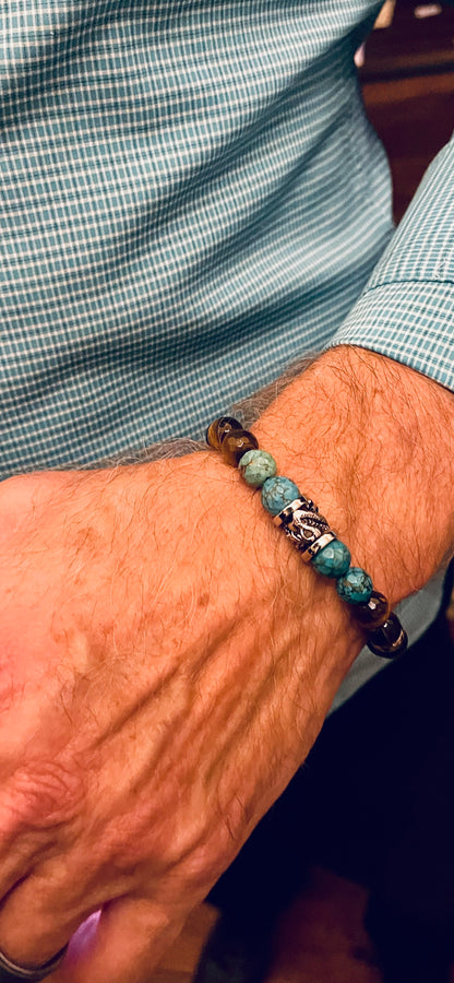Men's turquoise and black diamond bracelet