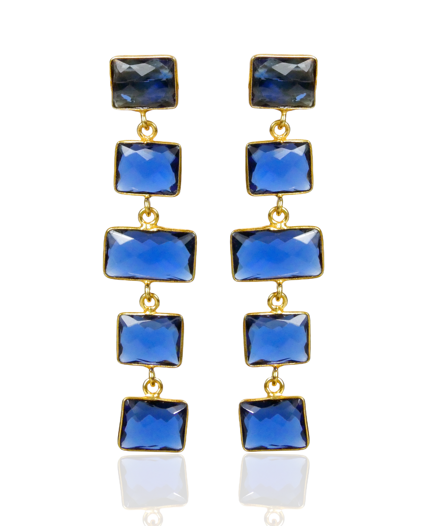 Squared Nude Gemstone Drop Earrings