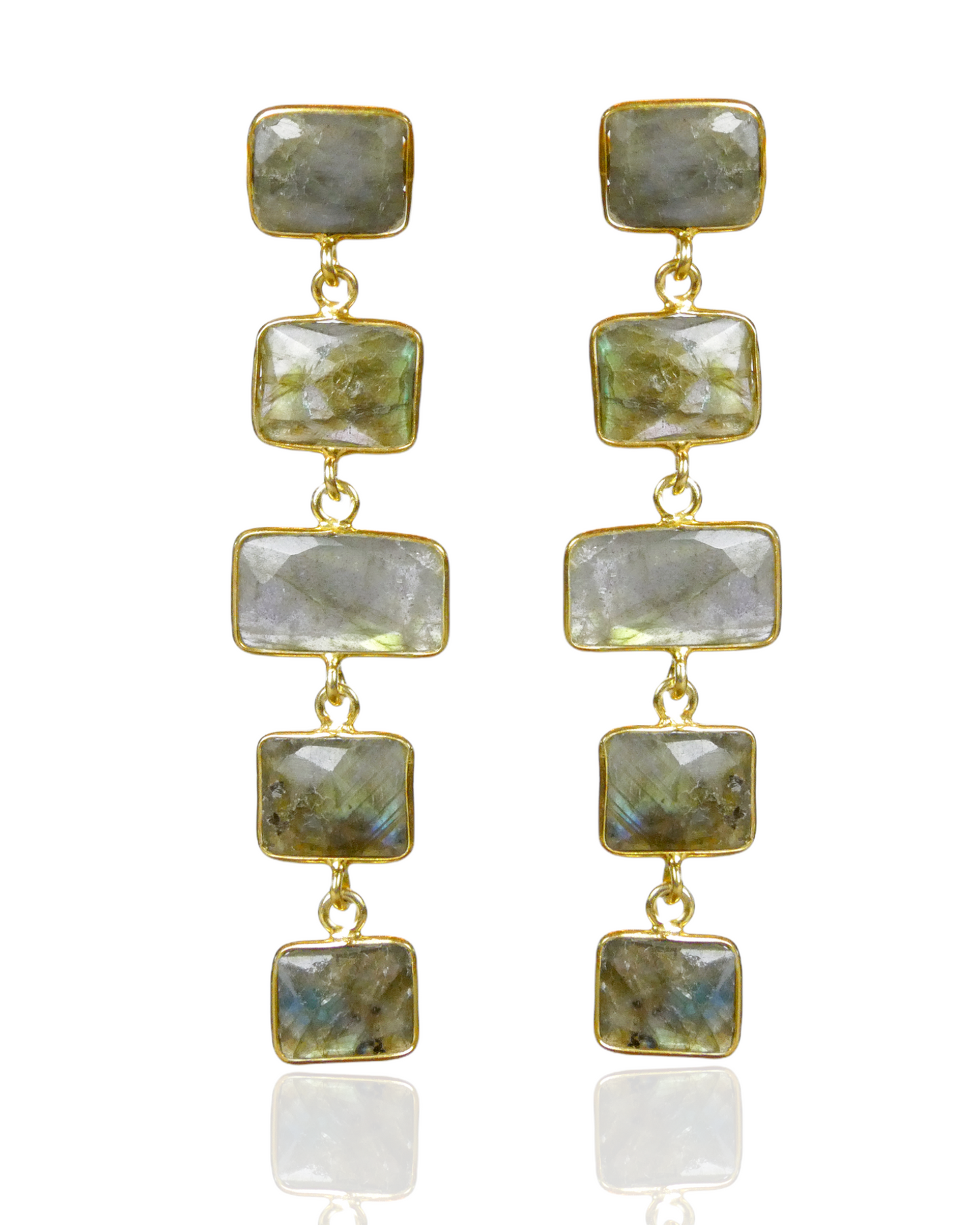 Squared Nude Gemstone Drop Earrings