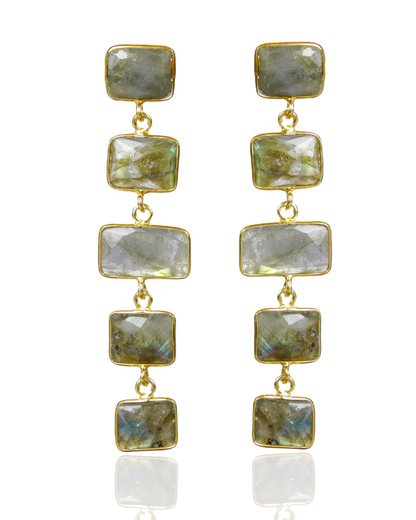 Squared Nude Gemstone Drop Earrings