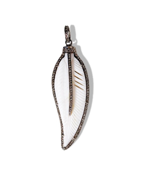 Etched Diamond Feather Pendant