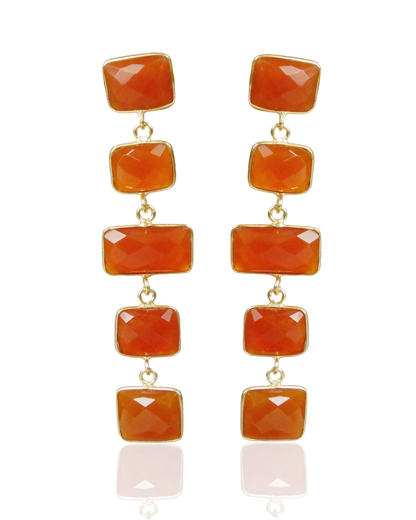 Squared Nude Gemstone Drop Earrings