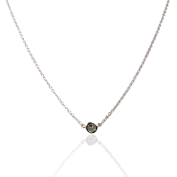 14K Tiny Diamond Bezel Chain Necklace