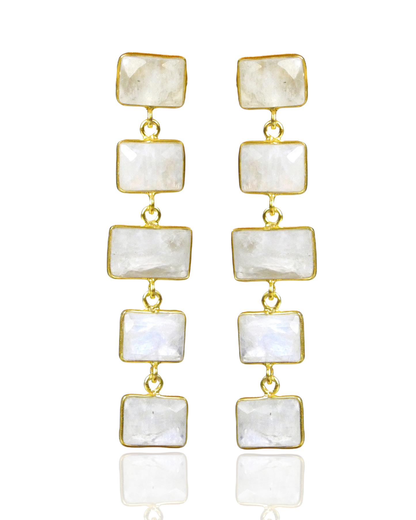 Squared Nude Gemstone Drop Earrings