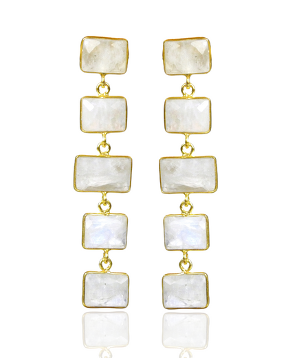 Squared Nude Gemstone Drop Earrings