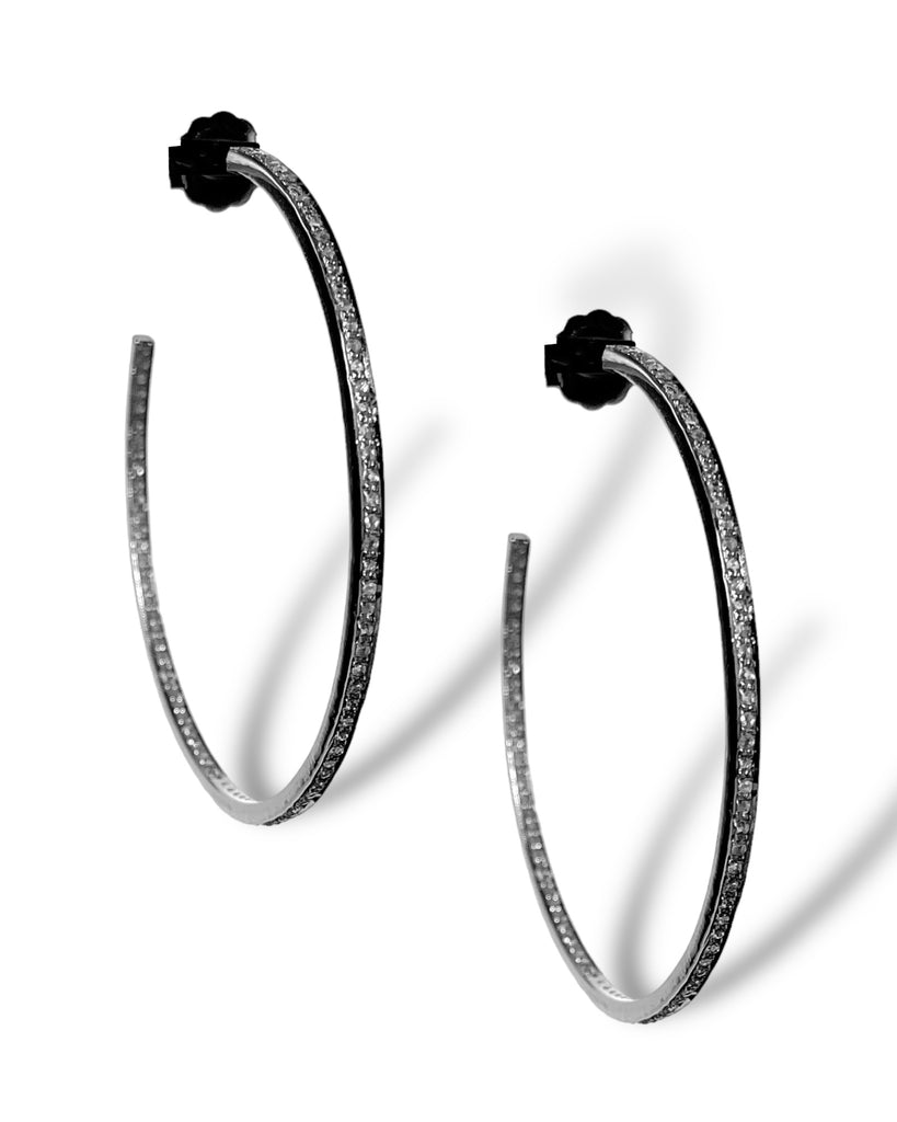 Amazon.com: Hoops & Loops 925 Sterling Silver Oval Flat Thin Large 44mm  (1.73 in) High Polished Lightweight Click-Top Hoop Earrings for Women and  Teen Girls, Black: Clothing, Shoes & Jewelry