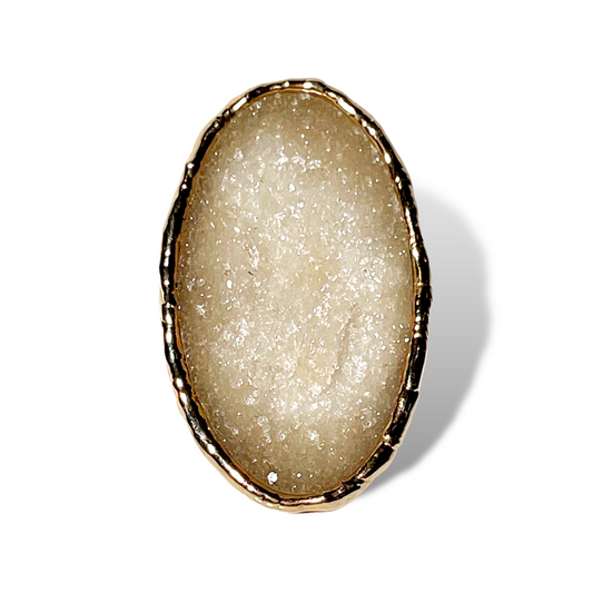 Oval Cream Druzy Ring