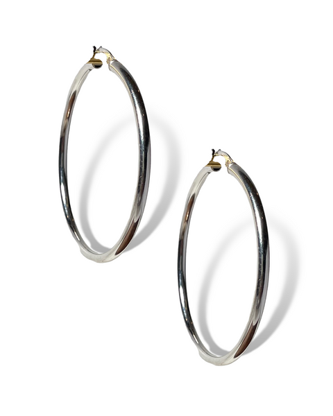 Round Hollow Hoops in Sterling Silver 925