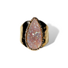 Gold Small Pink Druzy Ring