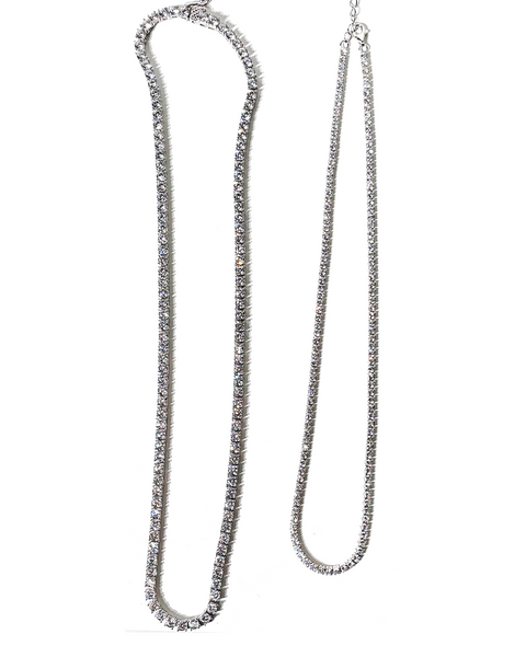 Sterling Silver Tennis Necklaces in Silver - Two Sizes