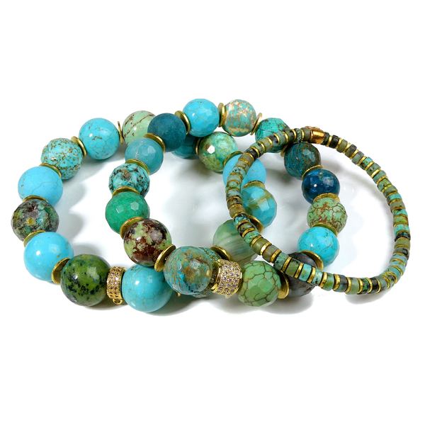 Mixed Turquoise Gemstone Bracelets - Three Sizes