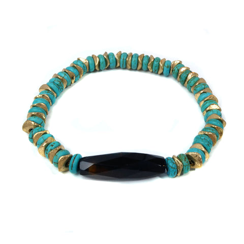 Turquoise Natural Bracelet with Gemstone Centerpiece